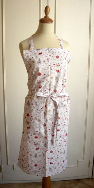 French Apron, Provence fabric (Cervin. white)